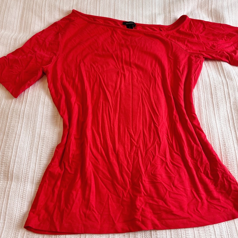 Red off the shoulder shirt